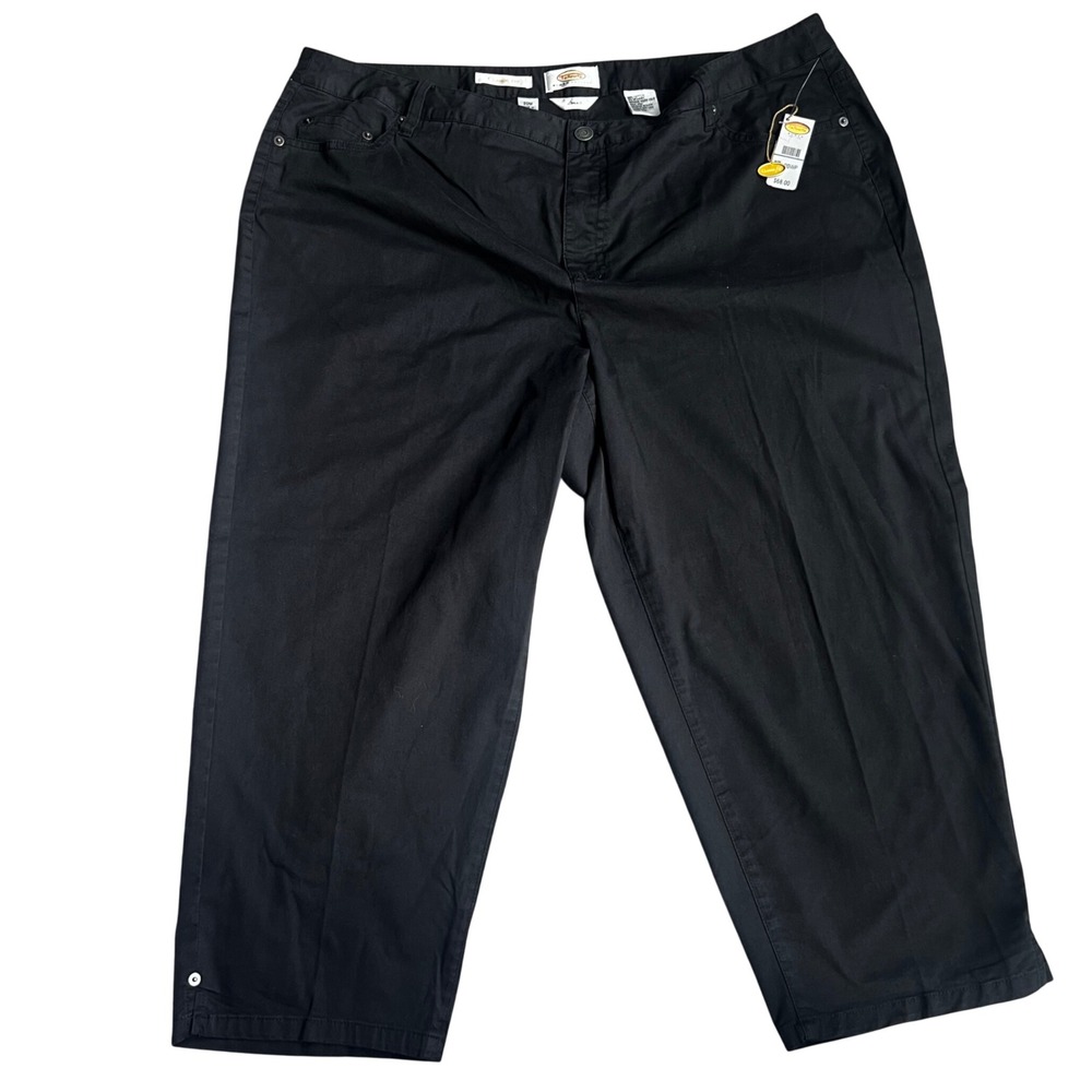 Talbots Woman Petites Crop Pants Size 20WP Black Classic Fit Stretch Cotton New
